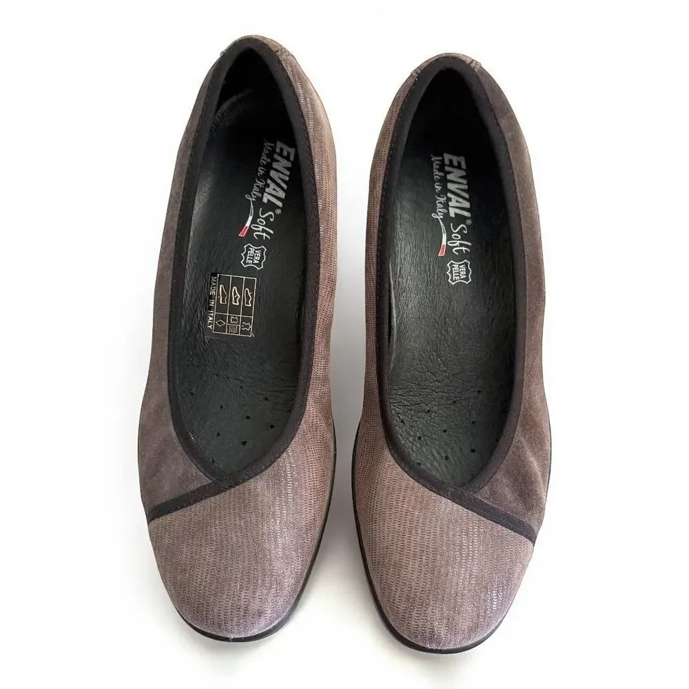 Enval Italian Leather Gray Suede Slip On Wedges - Size 41 | 10